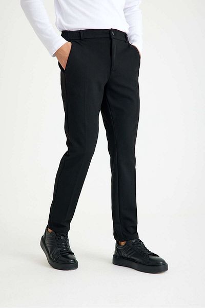 Just Like You Men's Black Slim Fit Pants with Side Pockets