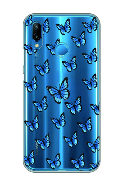 Magic Ring Huawei P20 Lite Uyumlu Kelebek Desenli Şeffaf Telefon Kılıfı