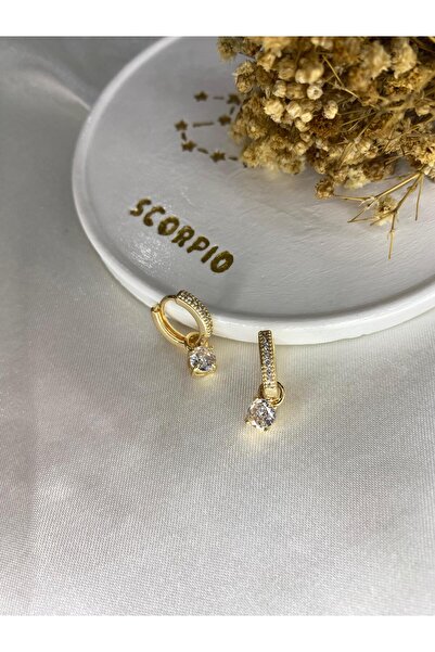 KÜBRA UYAN JEWELRY KÜPE ÇELİK TEKTAŞLI SALLANTILI KÜPE