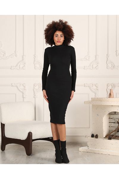 ESPOİRPLUS ROCHIE TRICOTĂ CU GÂT ROTIT, NEGRĂ