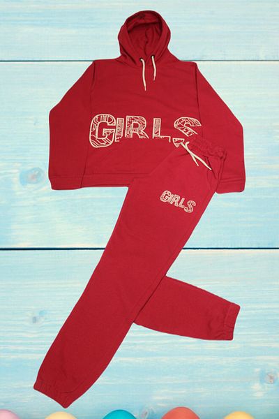 ÇİTA Girls Waiter Boy Hooded Girls Printed Top and Bottom Set PM.2351