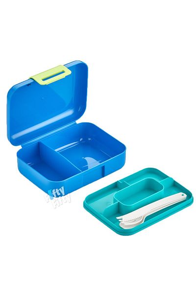 Vagonlife Lunch box with 2 Tiers Fork, Knife and Spoon Set