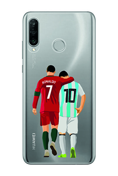 Magic Ring Huawei P30 Lite Uyumlu Lionel Messi ve Cristiano Ronaldo Desenli Ş...