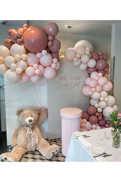 Çemrek Süs Parti Clay pink macaron pink balloon chain set 100 pieces