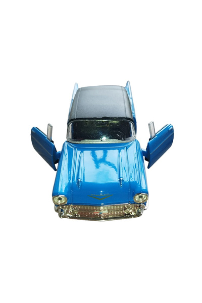 WELLY Lisanslı 1957 Chevrolet Bel Air Çek Bırak Model Metal Araba (1:34) MAVİ