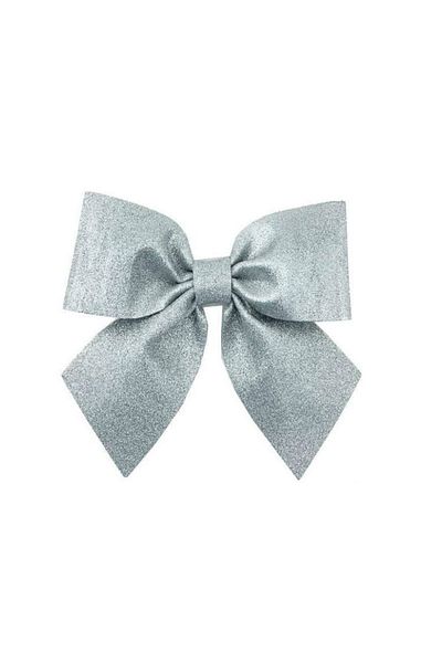 partideyince New Year's Silver Bow Eva Shiny Glitter Ribbon 25x25 Cm Bow Silver