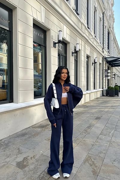 Neşeli Butik Γυναικεία φόρμα χειμερινής φόρμας 0022 - Navy