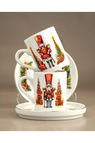Bursa Porselen Dekor Nutcrackers gold coffee cup set for 2 people