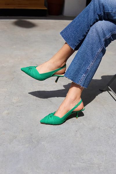 LAMİNTA Loop Green Knot Detailed Women's Heeled Shoes