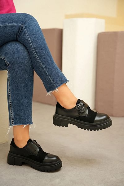 LAMİNTA Mocasin mocasin cu cataramă neagră pentru femei