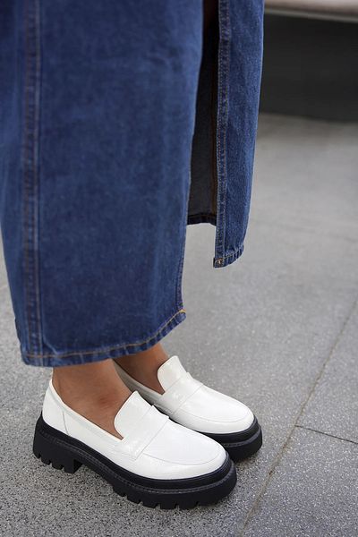 LAMİNTA Mocasin pentru femei Snake White