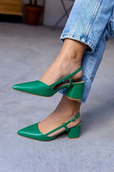 LAMİNTA Pantofi cu toc pentru femei Bonita Green cu spatele deschis