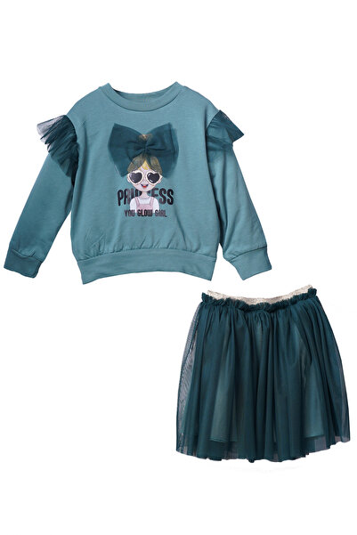 Rise Raba Girl's Tulle Sleeves Crew Neck Top and Tulle Skirt Age 3-6