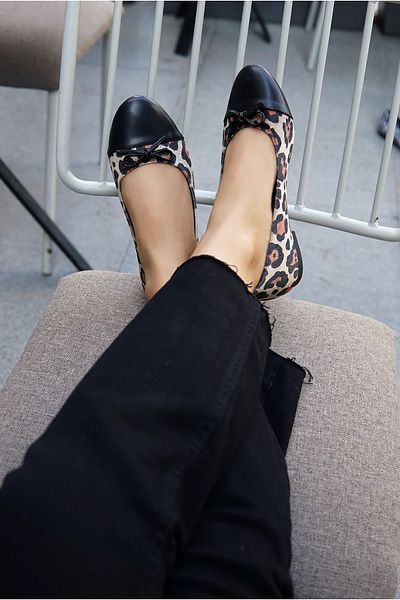 LAMİNTA Γυναικείες μπαλαρίνες Teresa Leopard με λεπτομέρεια φιόγκου