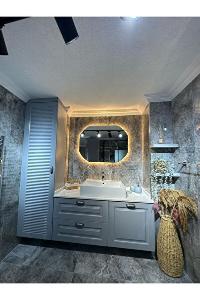 MKS Design Ledli Köşegen Banyo Aynası / Ledli Ayna / Köşegen Ayna / Asimetrik Ayna / Işıklı Banyo Aynası