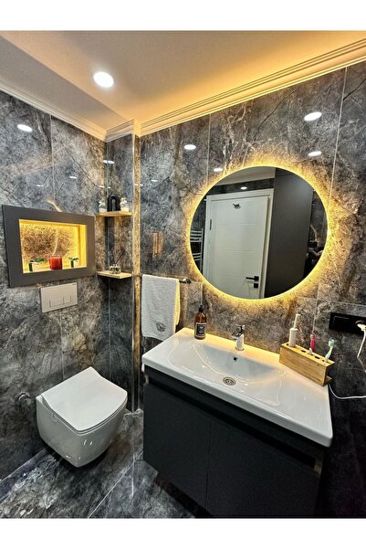 MKS Design Yuvarlak Ledli Ayna / Yuvarlak Banyo Aynası / Banyo Aynası / Işıklı Ayna / Ledli Ayna