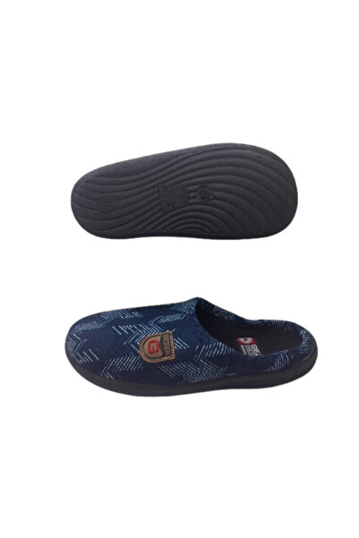 GEZER Παντόφλες εσωτερικού χώρου Unisex Navy Blue με μοτίβο
