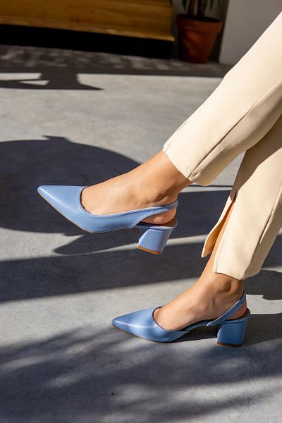 LAMİNTA Pantofi cu toc pentru femei Tulip Baby Blue cu spatele deschis