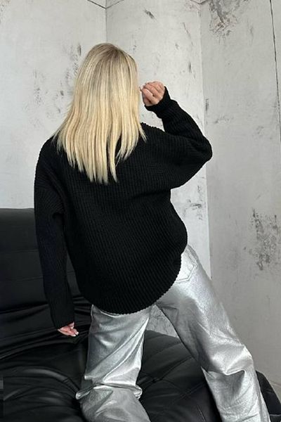 lovebox Women's Oversize Knitted Black Sweater 23W16019