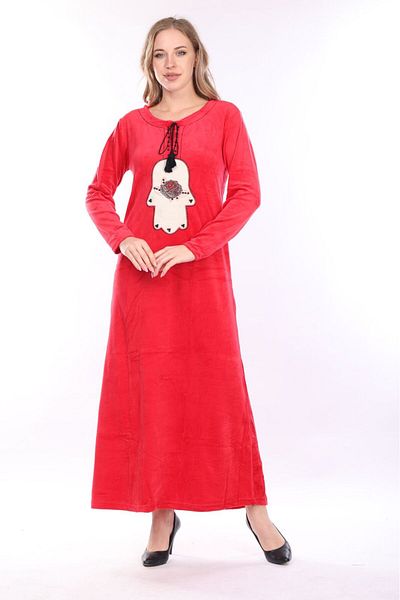 mervemoda Rochie de damă din catifea rosie