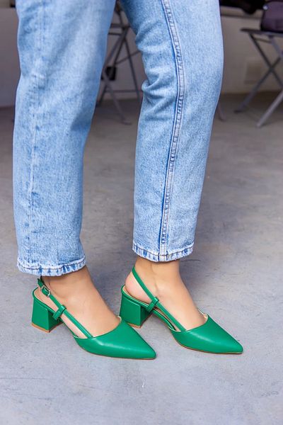 LAMİNTA Pantofi cu toc pentru femei Bonita Green cu spatele deschis