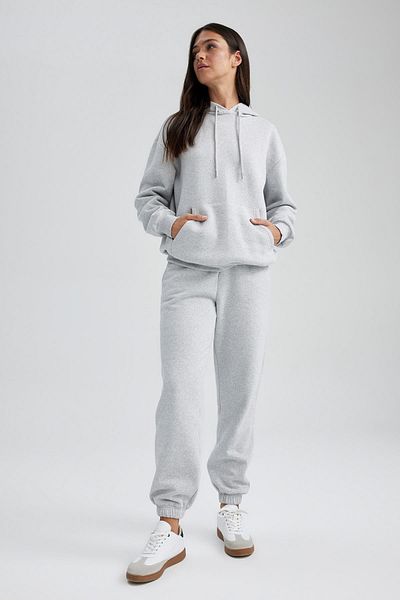 DeFacto Basic-Jogger-Jogginghose aus dickem Stoff mit elastischem Bund, Schnürung und flacher Tasche W1505az23wn