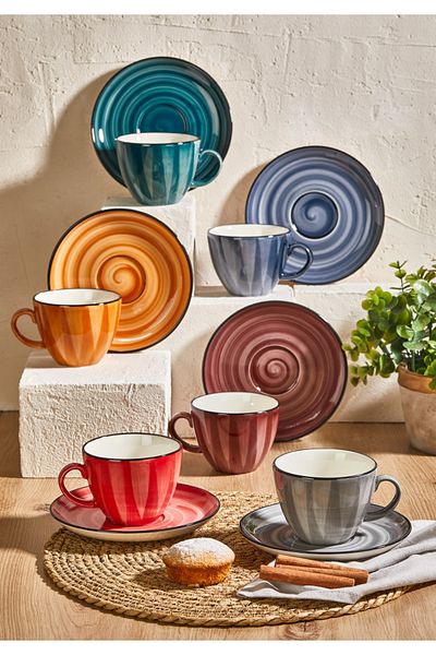 HOMENIVA Mix Porcelain Coffee Cup Set for 6 People
