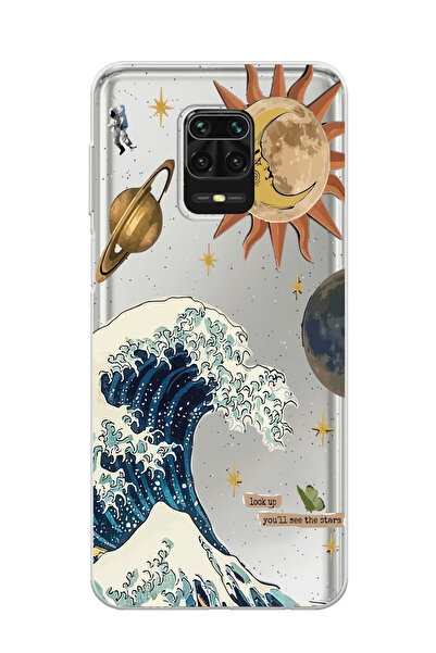 Magic Ring Redmi Note 9 Pro/Note 9S Uyumlu Güneş ve Dalga Desenli Şeffaf Tele...