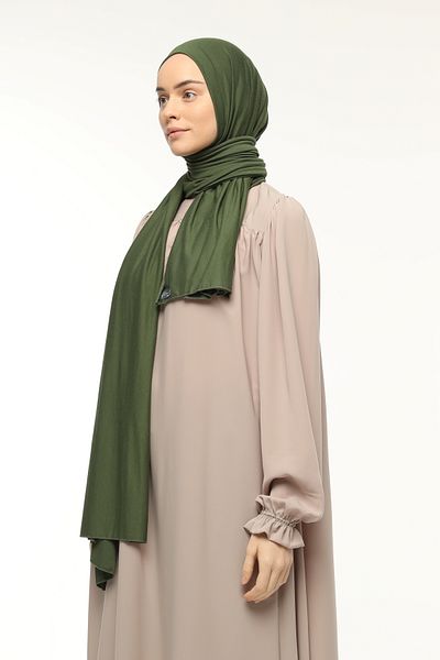 Altobeh Hijab Χτενισμένο Βαμβακερό Σάλι Απλό Χακί