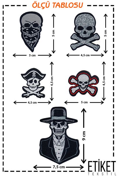 FANTASTIC ARMA Set de armă țesută care se lipsește cu fier de călcat Patch Skull, Pirate, Model Skull