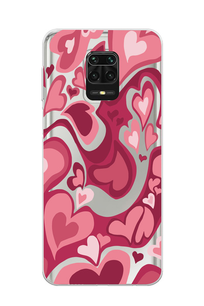 Magic Ring Redmi Note 9 Pro/Note 9S Uyumlu Kalp Desenli Şeffaf Telefon Kılıfı