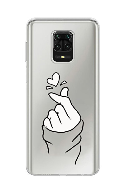 Magic Ring Redmi Note 9 Pro/Note 9S Uyumlu Kalp Desenli Şeffaf Telefon Kılıfı