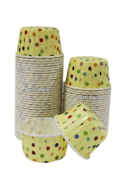 parti pera Muffin Sarı Renk Renkli Pauntiyeli Kek Kapsülü Cupcake Kalıbı 15 Adet