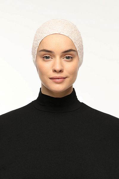 Altobeh Σετ δύο δαντελωτών πρακτικών κασκόλ Ready Hijab and Hijab Bonnet Xl - πούδρα σε σκόνη