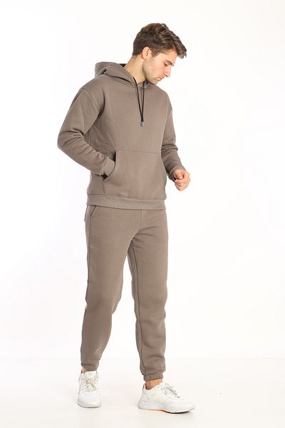 NEED LİFE Men's Mink Winter Cotton Hooded Kangaroo Pocket Comfortable Fit Tracksuit Set