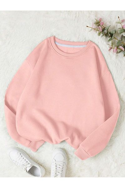 Mad&Calf Hanorac pentru damă, de bază, 0, cu gât turnu, neimprimat, uni, supradimensionat, largi, fleece