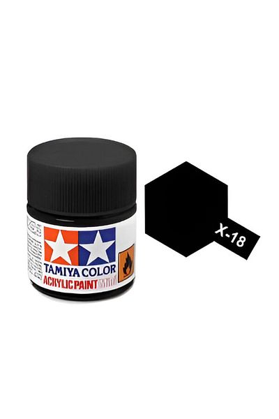TAMIYA X-18 Semi Gloss Black Glossy Acrylic Paint (10 Ml. ), Hobby Painting Material