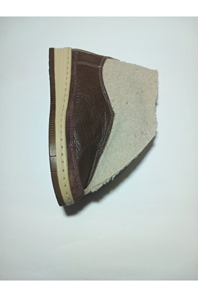 KAPAR Ръчно изработени пантофки с подплатени токове от естествена кожа в цвят кафе, ботуши