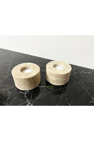 Modestmar Doğal Traverten Mumluk, Mermer Mumluk, Mermer Tealight, Mumluk 2 Ad...