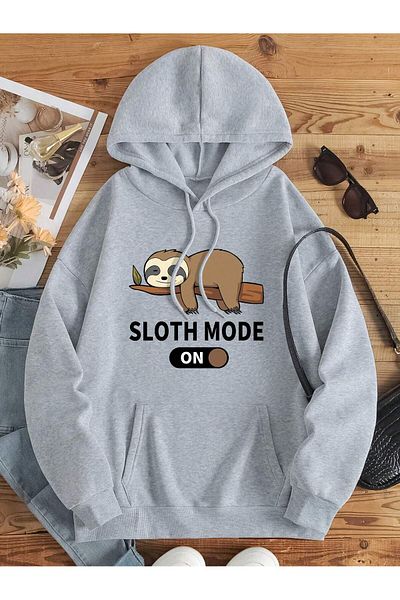 JDM Суитшърт с качулка и принт Sloth Mode по поръчка