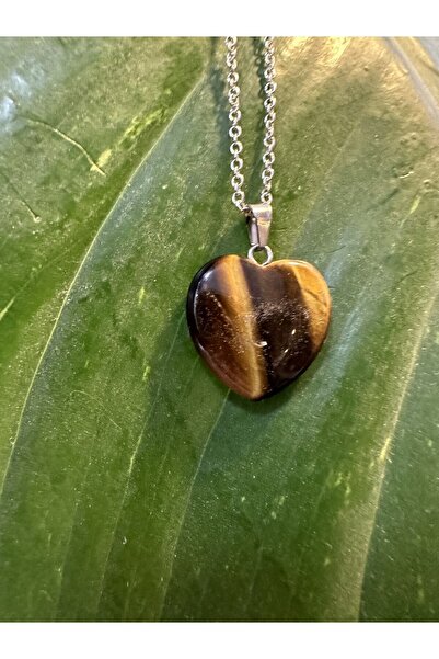 KEHRİBAREVİ KARAMAN Kaplangözü ( Güç Cesaret Taşı) Kalp Doğaltaş Kolye