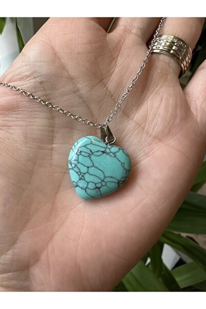 KEHRİBAREVİ KARAMAN Firuze Taşı (başarı Inanç Özgüven) Kalp Doğaltaş Kolye