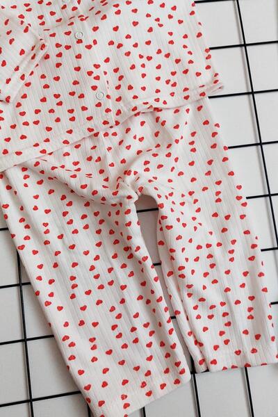BEBECİBURADA Little Heart Printed Baby Front Snap Pajama Set