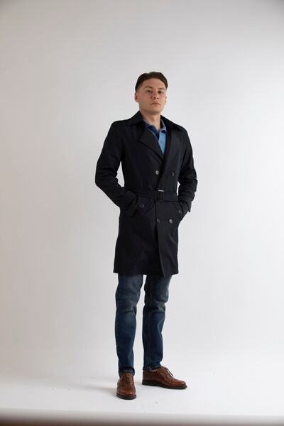 MASERTO Slim Fit Erkek Lacivert Trençkot