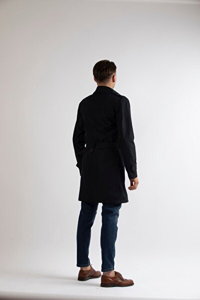 MASERTO Slim Fit Erkek Lacivert Trençkot