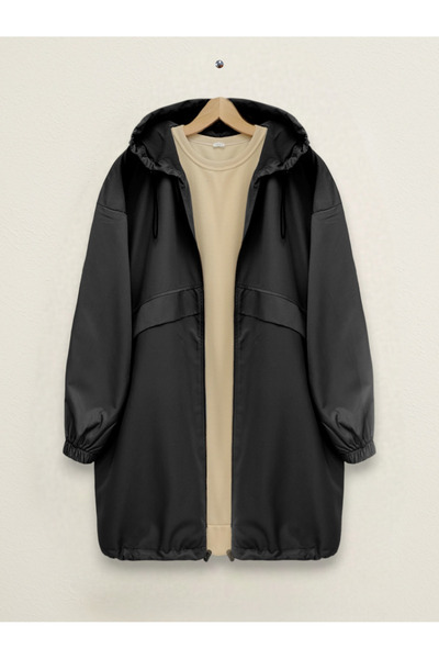 Modamorfo Pláštěnka na zip s kapucí a elastickými rukávy