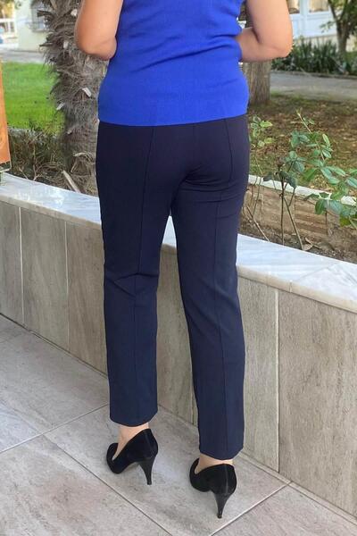 Mia Butik Plus Size Navy Blue Loose Fabric Trousers