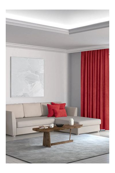 Perdexpress Soft Concept Velvet Textured Red Island Background Curtain