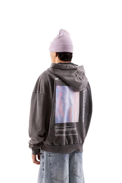 Flaw Wear 1989 Back Printed Acid Wash Oversize Hoodie