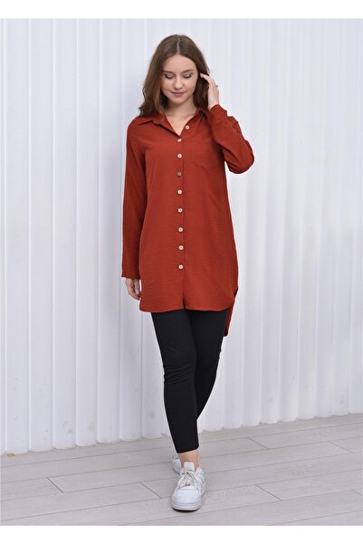 Nuseel Cămașă lungă pentru femei, cu nasturi în față, Aerobin, Tile